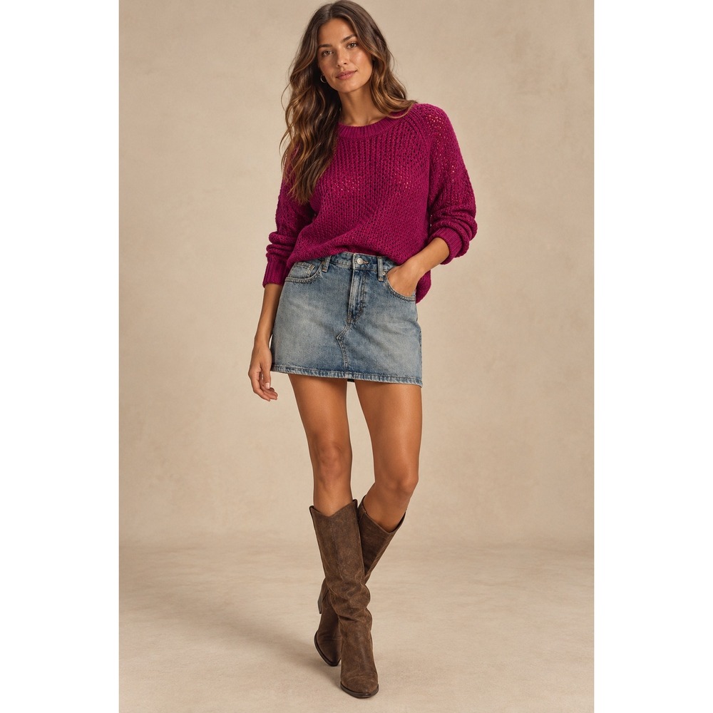 Wild Fable Women Light Wash Denim Mini Skirt Cargo Back Pockets Size 14R